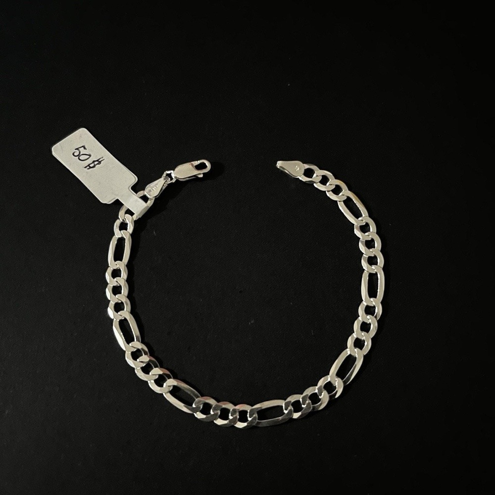 Esclava De Plata 925 Con Tejido‎ Figaro,925 Silver Bracelet 8 Inch